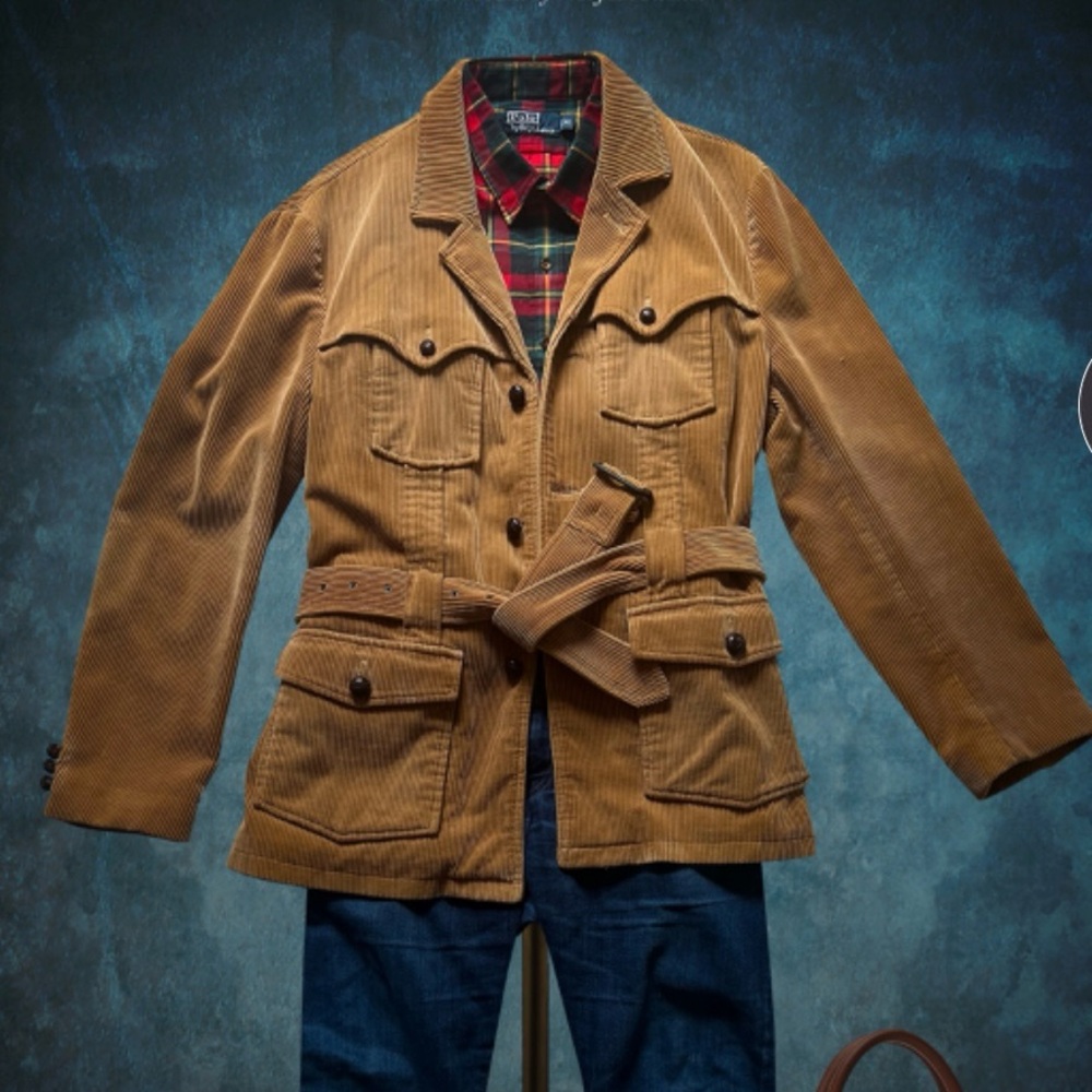 Polo by Ralph Lauren Men’s Vintage Norfolk Corduroy Belted Coat Field Jacket